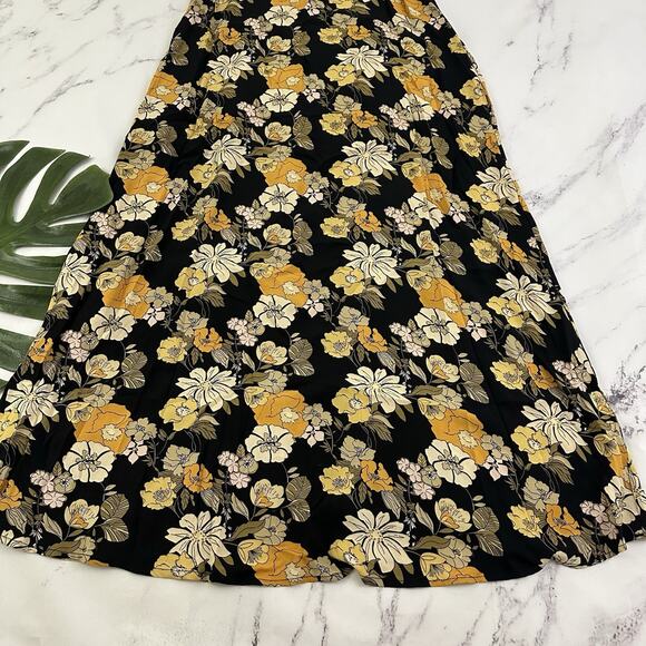 Natural Life Womens Maxi Dress Size Xs S Black Yellow Floral Pockets Boho Shift - Picture 4 of 11